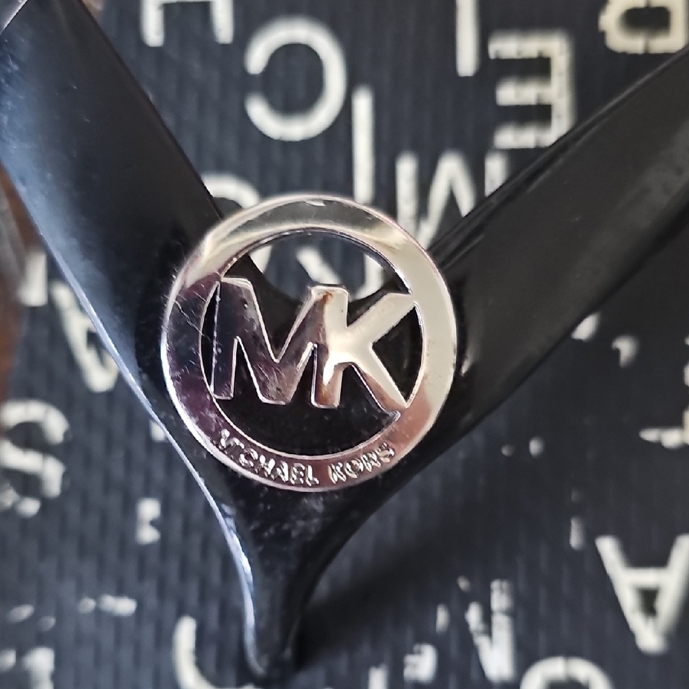 Michael Kors Black and White Logo Thong Sandals - Picture 3 of 3